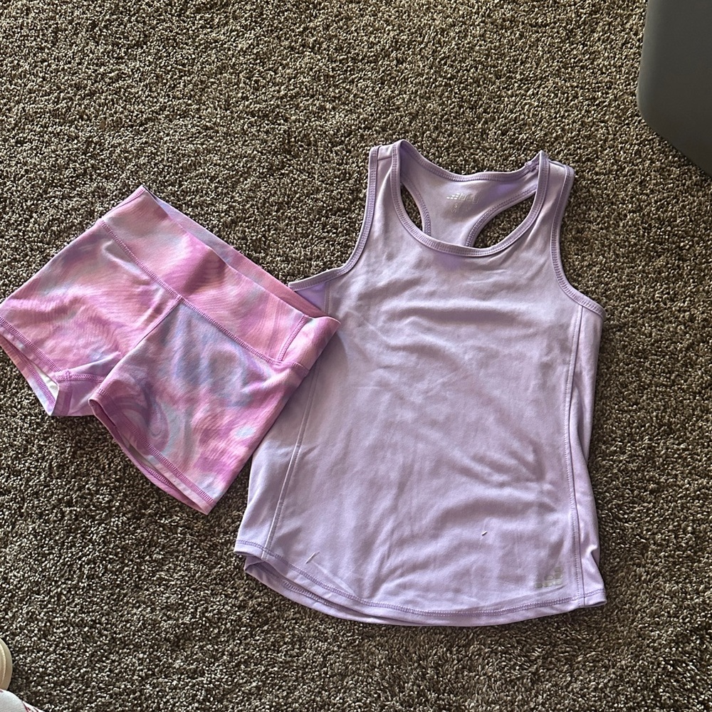 All in Motion Lavender Tank and Pastel Pink Shorts Set